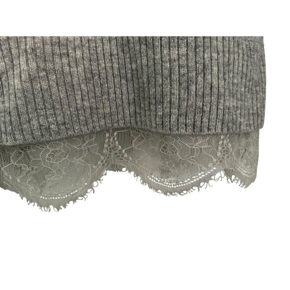 Bloomingdale's 100% Cashmere Sweater Lace Trim Gray Boatneck Size Med - Picture 5 of 8